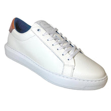 Load image into Gallery viewer, White With Tan GBrown Men&#39;s Puff Leather Casual Sneaker Profile View
