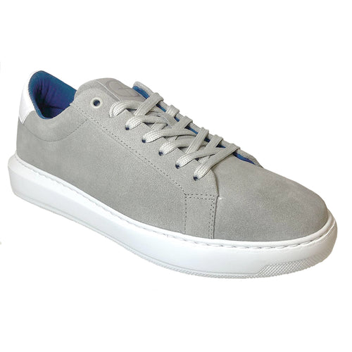 Grey And White GBrown Men's Puff Suede And Leather Casual Sneaker