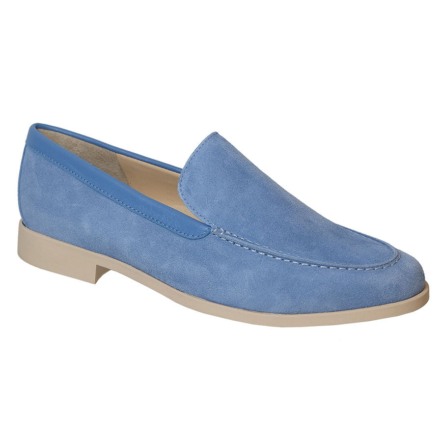 Artic Light Blue With Beige Sole Brunate Women's Tina Sued With Leather Loafer