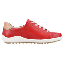 Load image into Gallery viewer, Flamme Red And Tan With White Remonte Women&#39;s R1432 Leather Casual Sneaker Side View
