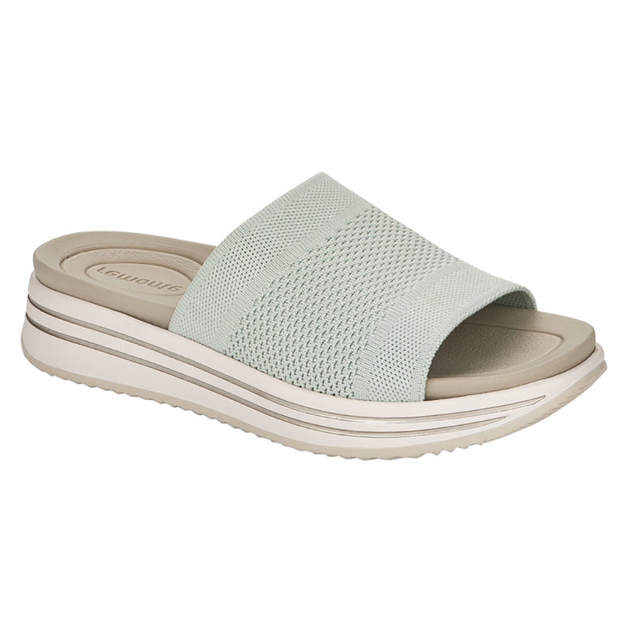 Palecyan Light Blue With White Sole Remonte Women's R2961 Knit Platform Slide Sandal