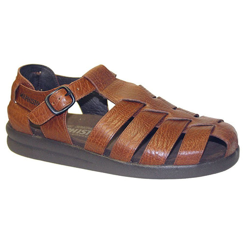 Tan With Black Sole Mephisto Men's Sam Leather Strappy Fisherman Sandal Flat