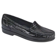 Load image into Gallery viewer, Black SAS Women&#39;s Simplify Crocco Patent Leather Dress Casual Loafer Profile View

