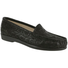 Load image into Gallery viewer, Nero Black SAS Women&#39;s Simplify Snake Print Suede Dress Casual Loafer Profile View
