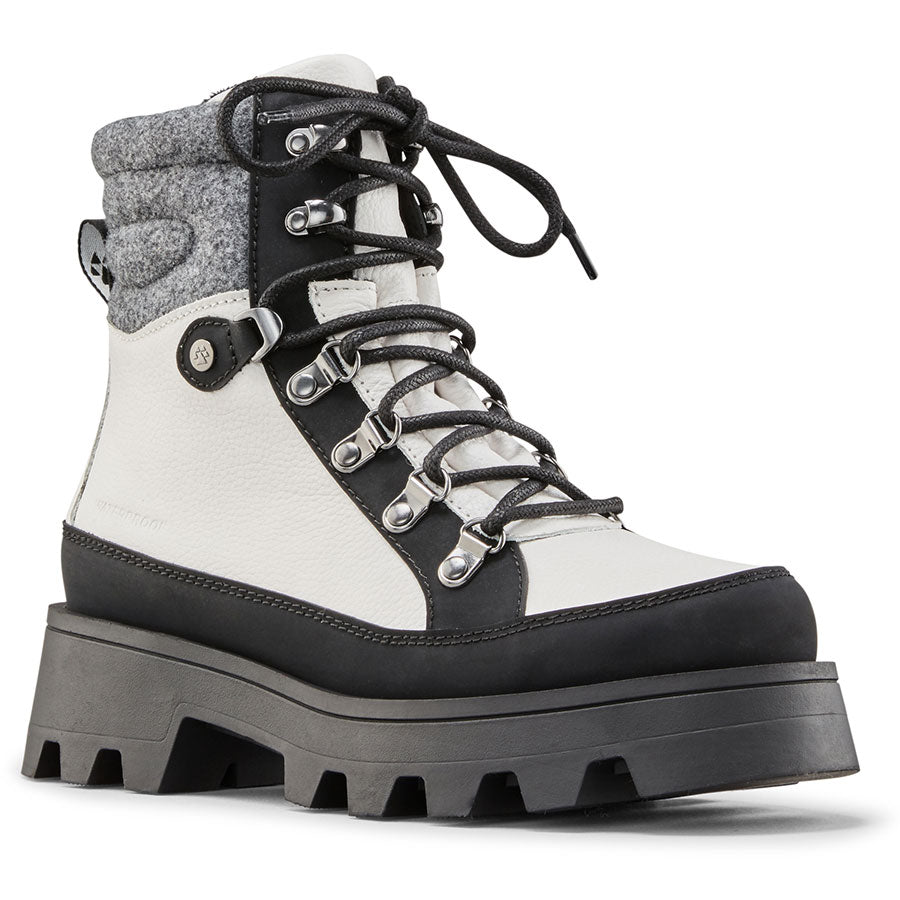 White With Grey And Black Cougar Shoes Women's Suma Waterproof Leather And Rubber Mid Height Hiking Boot Profile View