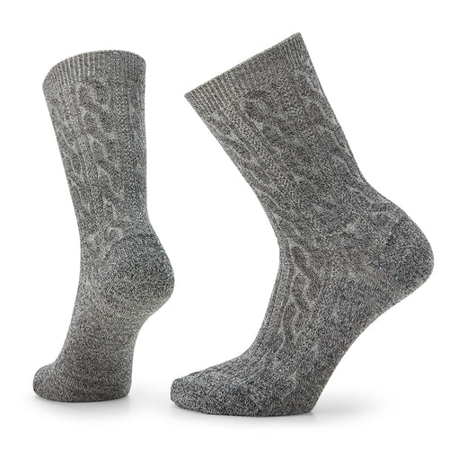 Natural Light Grey Smartwool Women's Everyday Cable Crew Merino Wool Socks
