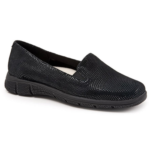 Black Trotters Women's Universal Mini Dot Embossed Leather Casual Loafer