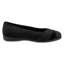 Load image into Gallery viewer, Black Trotters Women&#39;s Danni Suede And Fabric Flat Side View
