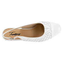 Load image into Gallery viewer, White Trotters Women&#39;s Dea Woven Leather SlingBack Low Heel Pump Top View
