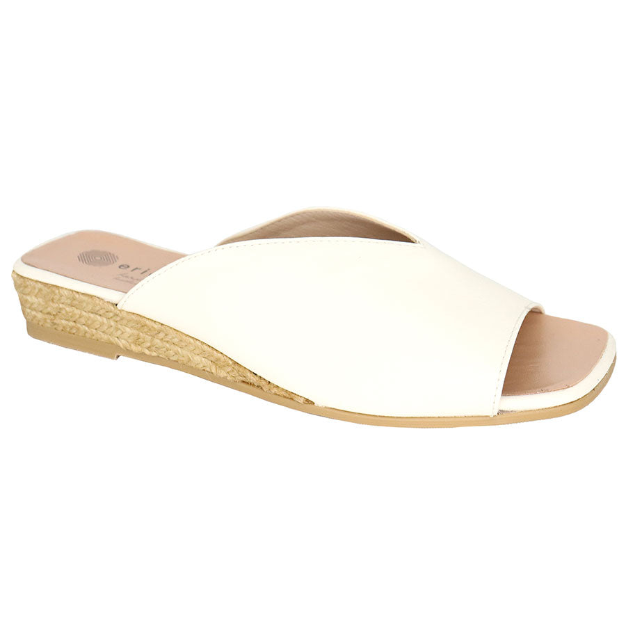 White Eric Michael Tamara Leather Slide Sandal Espadrille