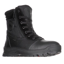 Load image into Gallery viewer, Black Pajar Men&#39;s Trooper Waterproof Nylon With Leather And Suede Winter Combat Boot Lace And Double Zip Profile View
