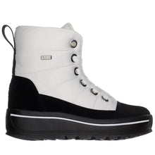 Load image into Gallery viewer, White And Black Pajar Women&#39;s Tyra Waterproof Nylon And Nubuck Platform Combat Style Winter Boot Side View
