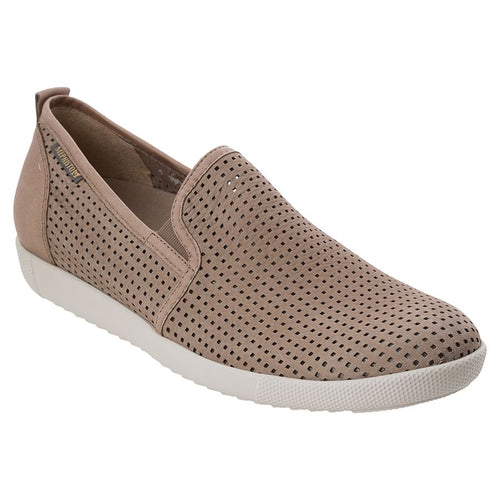 Sand Tan With White Sole Mephisto Men's Ulrich Perforated Sportsbuck Casual Slip On Sneaker