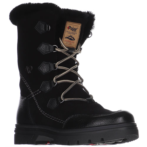 Black Women's Valerie S Vintage Waterproof Leather And Suede Mid Height Winter Boot Profile View