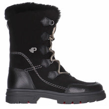 Load image into Gallery viewer, Black Women&#39;s Valerie S Vintage Waterproof Leather And Suede Mid Height Winter Boot Side View
