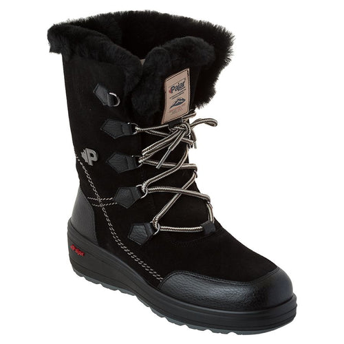 Black Pajar Women's Valerie Waterproof Suede And Leather Shearling Lined Mid Height Winter Boot