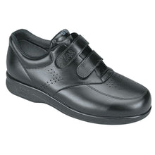 Load image into Gallery viewer, Black SAS Men&#39;s VTA Perforated Leather Double Velcro Strap Oxford Profile View
