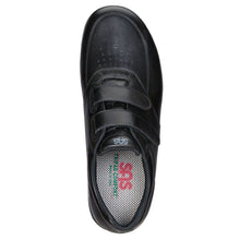 Load image into Gallery viewer, Black SAS Men&#39;s VTA Perforated Leather Double Velcro Strap Oxford Top View
