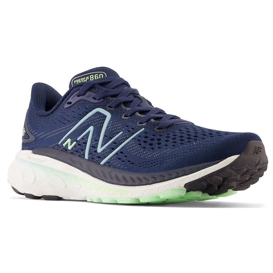 Navy With White And Green New Balance Women's Fresh Foam X 860V13 Mesh Athletic Sneaker