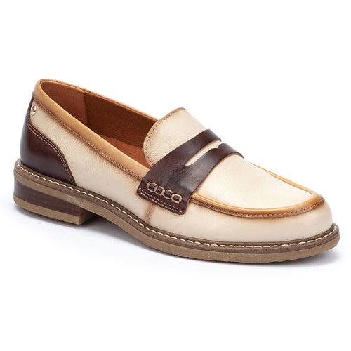Marfil Dark Brown With Tan And Off White Pikolinos Women's Aldaya W8J Leather Penny Loafer