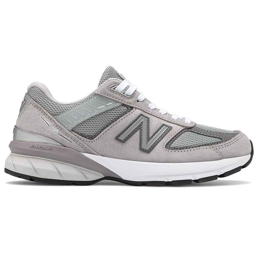 Grey And White New Balance Women's W990GL5 Suede And Mesh Running Sneaker