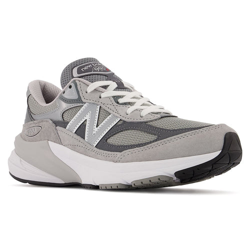 Grey And White New Balance Women's W990GL6 Suede And Mesh Running Sneaker