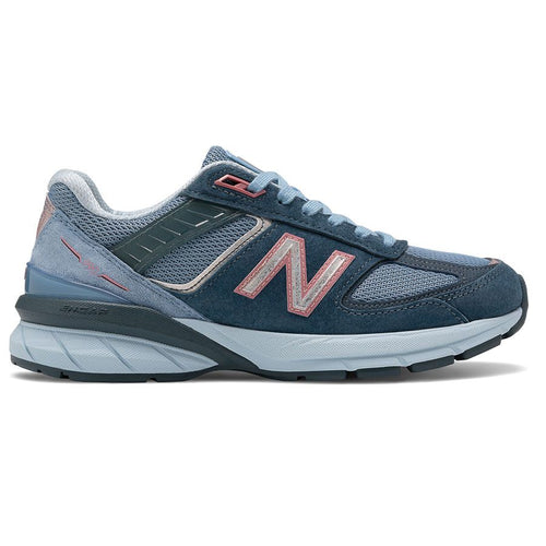 Blue With Pink New Balance Women's W990OL5 Suede And Mesh Running Sneaker