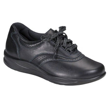 Load image into Gallery viewer, Black SAS Women&#39;s Walk Easy Leather Walking Oxford With Perforations Profile View
