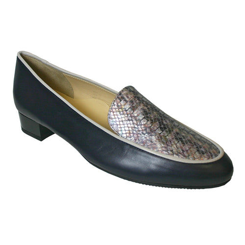 Blue Brunate Women's Dixie Leather With Reptile Print Vamp Dressy Loafer