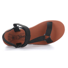 Load image into Gallery viewer, Black Fly London Women&#39;s Yefa726Fly Suede And Fabric Hook And Loop Sandal Wedge Top View
