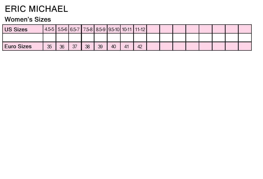 Eric Michael size chart